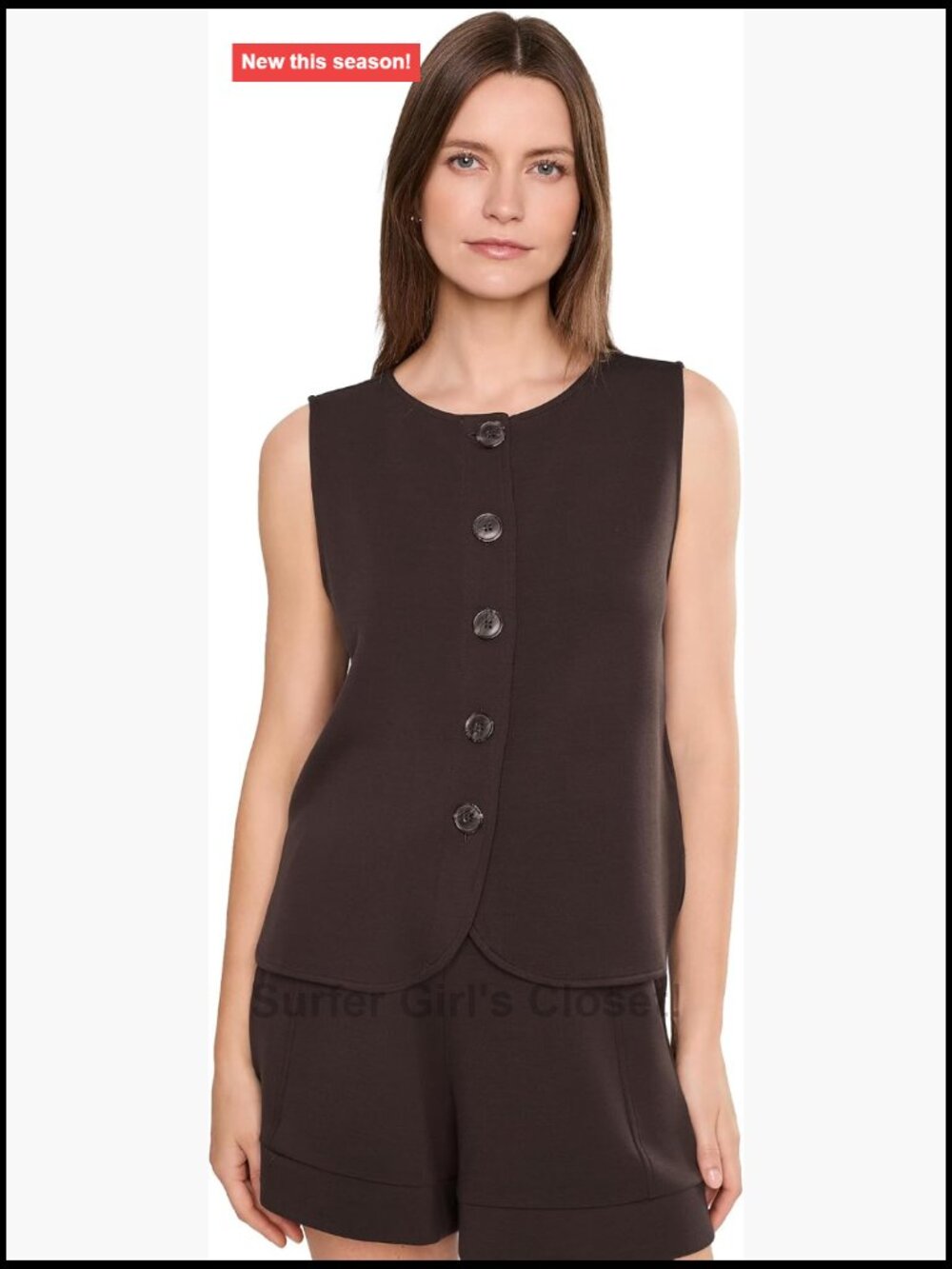 Varley Josie Button-Through Tank - Sleeveless Viscose Knit Top